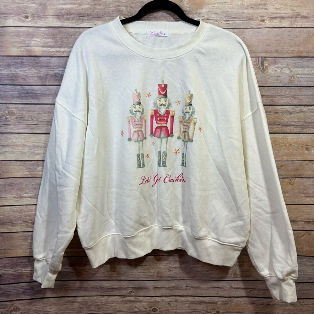 Target Vinyl Threads Nutcracker Fleece Pajama Sweatshirt TikTok Viral Large